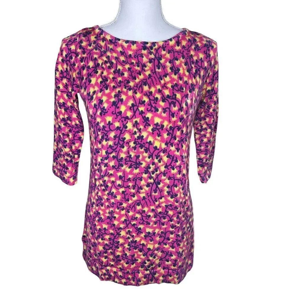 Lilly Pulitzer Women's Pink & Yellow Floral 100% Merino Wool Sweater Size Medium